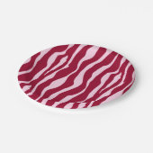 Zebrastreifen - Burgund und Rosa Pappteller (Schrägansicht)