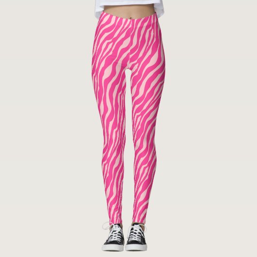 Zebrastreifen - Fuchsien und hellrosa Leggings (Vorderseite)