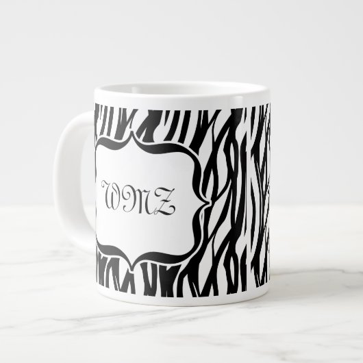 Zebrastreifen für benutzerdefinierte Schwarz und W Jumbo-Tasse (Vorderseite Links)