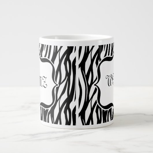 Zebrastreifen für benutzerdefinierte Schwarz und W Jumbo-Tasse (Vorderseite)