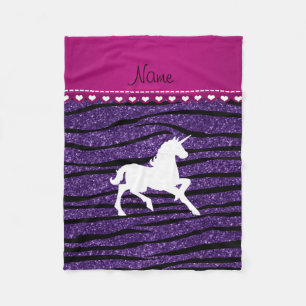 Zebrastreifen Glitter des weißen Namensunicorn Fleecedecke