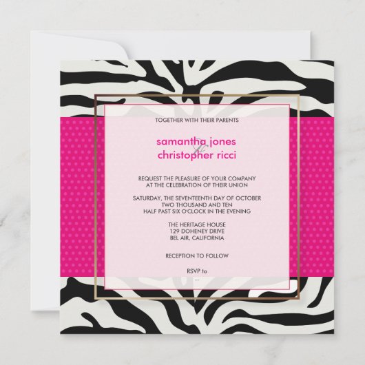 Zebrastreifen/Hochzeitseinladungen/Polka-Punkte Einladung (Rückseite)