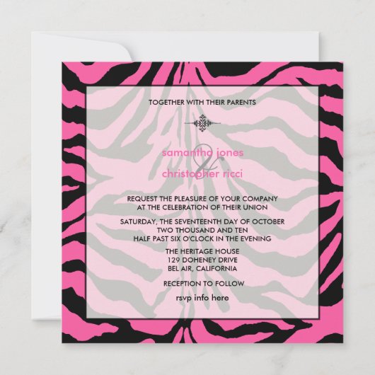 Zebrastreifen Hochzeitsfeiern Einladung (Rückseite)