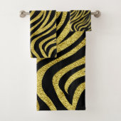 Zebrastreifen in Schwarz und Gold Badhandtuch Set (Insitu)