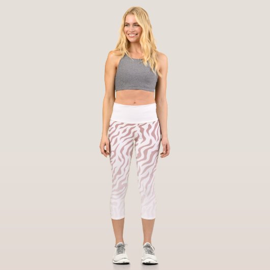 Zebrastreifen in Weiß und Rosa: Stilvolle Leggings (Vorderseite)