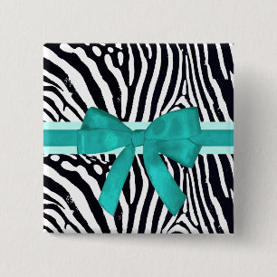 Zebrastreifen mit blauem Band und Schleifenmuster Button