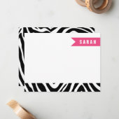 Zebrastreifen mit schwarzem und rosafarbenem Zebra Mitteilungskarte (Vorderseite/Rückseite Beispiel)