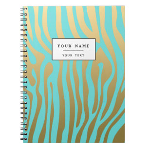 Zebrastreifen-Muster aus Gold und Blau Notizblock