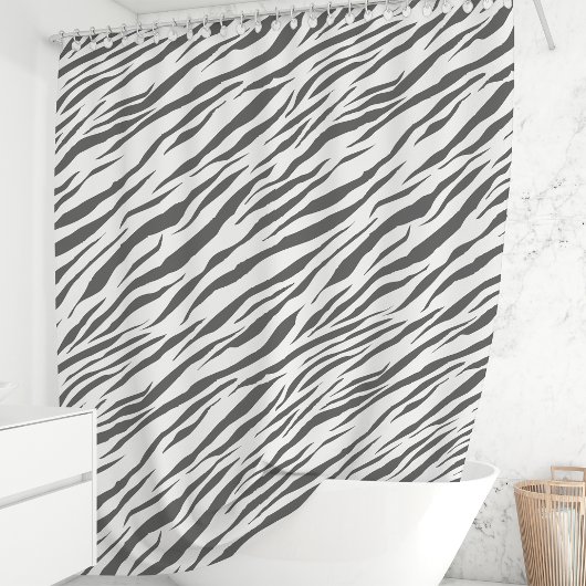 Zebrastreifen-Muster grau und weiß Duschvorhang