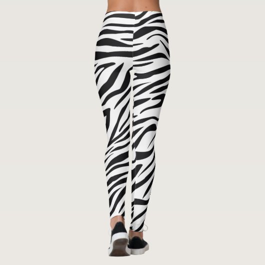 Zebrastreifen-Muster in Schwarz und Weiß Leggings (Rückseite)