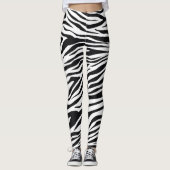 Zebrastreifen-Muster in Schwarz und Weiß Leggings (Vorderseite)