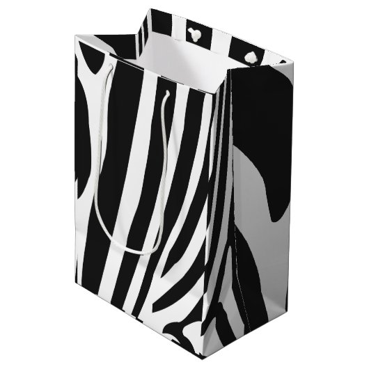 Zebrastreifen-Muster Mittlere Geschenktüte (Vorderseite Schrägansicht)
