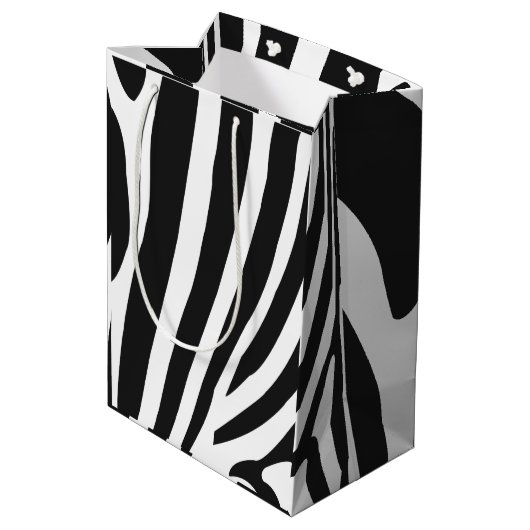 Zebrastreifen-Muster Mittlere Geschenktüte (Rückseite Schrägansicht)