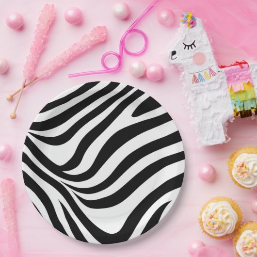 Zebrastreifen Pappteller (Party)