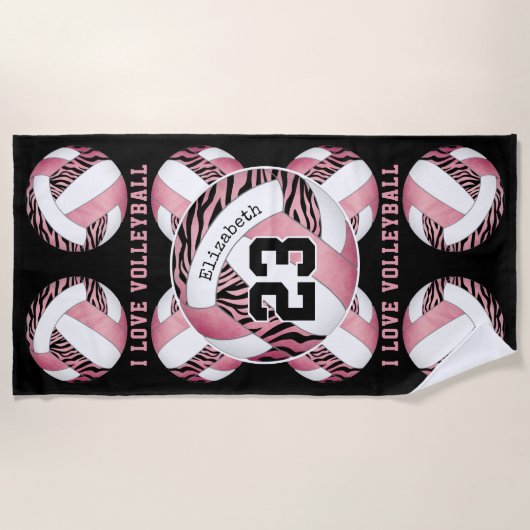 Zebrastreifen pink, gürtelig personalisierte Volle Strandtuch (Vorderseite)