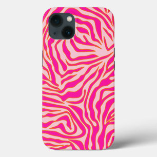Zebrastreifen Pink Orange Wildtierdruck iPhone 13 Hülle
