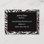 Zebrastreifen pinkfarbene Pelzkarren Visitenkarten Visitenkarte (Rückseite)