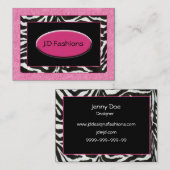 Zebrastreifen pinkfarbene Pelzkarren Visitenkarten Visitenkarte (Vorne/Hinten)