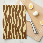 Zebrastreifen - Schokolade braun und Camel Tan Geschirrtuch (Viertel Falte)