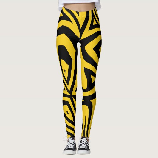 Zebrastreifen schwarz-gelb Frauen Leggings (Vorderseite)