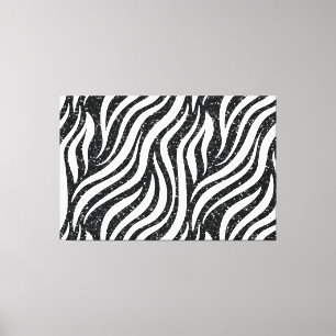 Zebrastreifen Schwarz Glitter Wildes Tier Chic Leinwanddruck