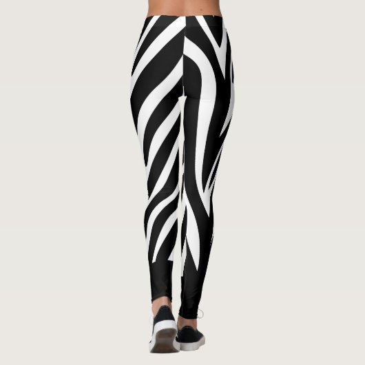 Zebrastreifen, schwarz und weiß, mit fett festem leggings (Rückseite)