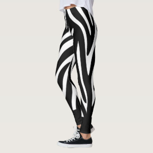 Zebrastreifen, schwarz und weiß, mit fett festem leggings