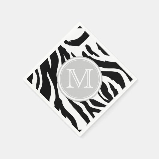 Zebrastreifen, schwarz und weiß, mit Monogramm Serviette (Ecke)