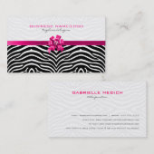 Zebrastreifen, schwarz und weiß, mit rosa Bogen Visitenkarte (Vorne/Hinten)