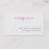 Zebrastreifen, schwarz und weiß, mit rosa Bogen Visitenkarte (Rückseite)