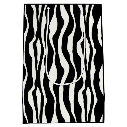 Zebrastreifen - Schwarz-Weiß Mittlere Geschenktüte (Rückseite)