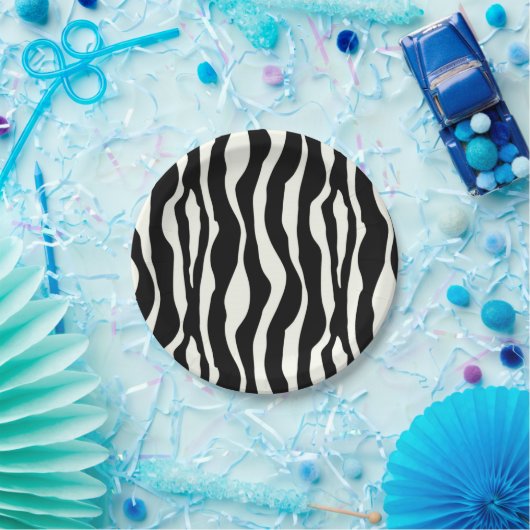 Zebrastreifen - Schwarz-Weiß Pappteller (Party)