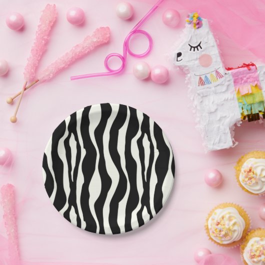 Zebrastreifen - Schwarz-Weiß Pappteller (Party)
