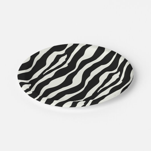 Zebrastreifen - Schwarz-Weiß Pappteller (Schrägansicht)