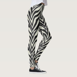 Zebrastreifen Schwarz-Weiß-Tierdruck Leggings