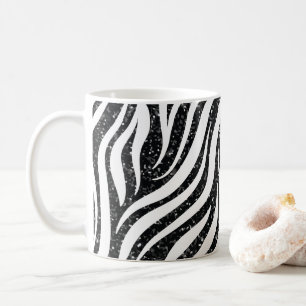 Zebrastreifen Schwarzes Glitter Wildtiermuster Kaffeetasse