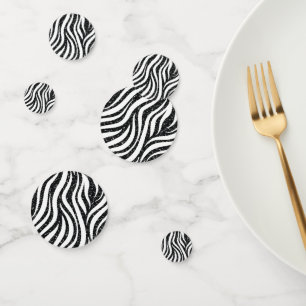 Zebrastreifen Schwarzes Glitter Wildtiermuster Konfetti