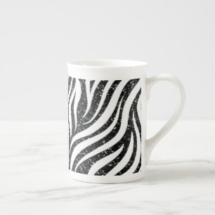 Zebrastreifen Schwarzes Glitter Wildtiermuster Porzellantasse