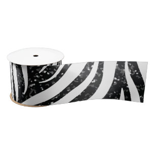 Zebrastreifen Schwarzes Glitter Wildtiermuster Satinband