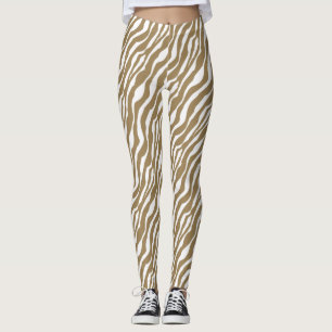Zebrastreifen - Taupe TAN und Weiß Leggings