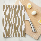 Zebrastreifen - Taupe Tan und White Geschirrtuch (Viertel Falte)