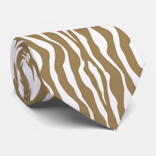 Zebrastreifen - Taupe Tan und White Krawatte (Gerollt)