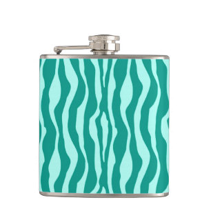 Zebrastreifen - Türkis und Aqua Flachmann