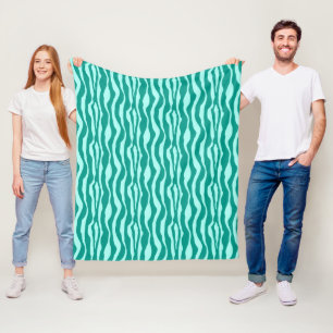 Zebrastreifen - Türkis und Aqua Fleecedecke