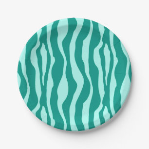 Zebrastreifen - Türkis und Aqua Pappteller