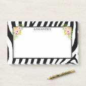 Zebrastreifen und Blume Post-it Klebezettel (Auf Schreibtisch)