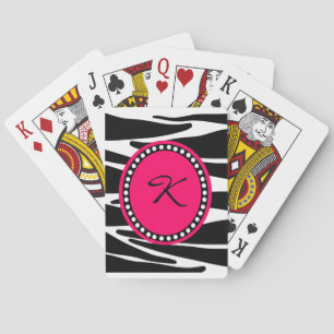 Zebrastreifen und Mit Monogramm rosa Spielkarten