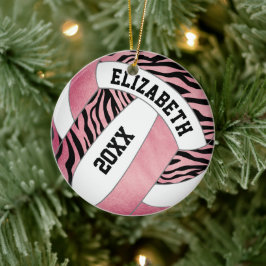 Zebrastreifen w Rose Gold personalisierte Volleyba Keramik Ornament