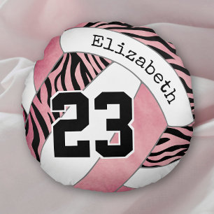 Zebrastreifen w Rose Gold personalisierte Volleyba Rundes Kissen