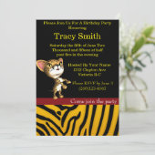 Zebratierdruck-Party Cheetahgeburtstag 5 Einladung (Stehend Vorderseite)